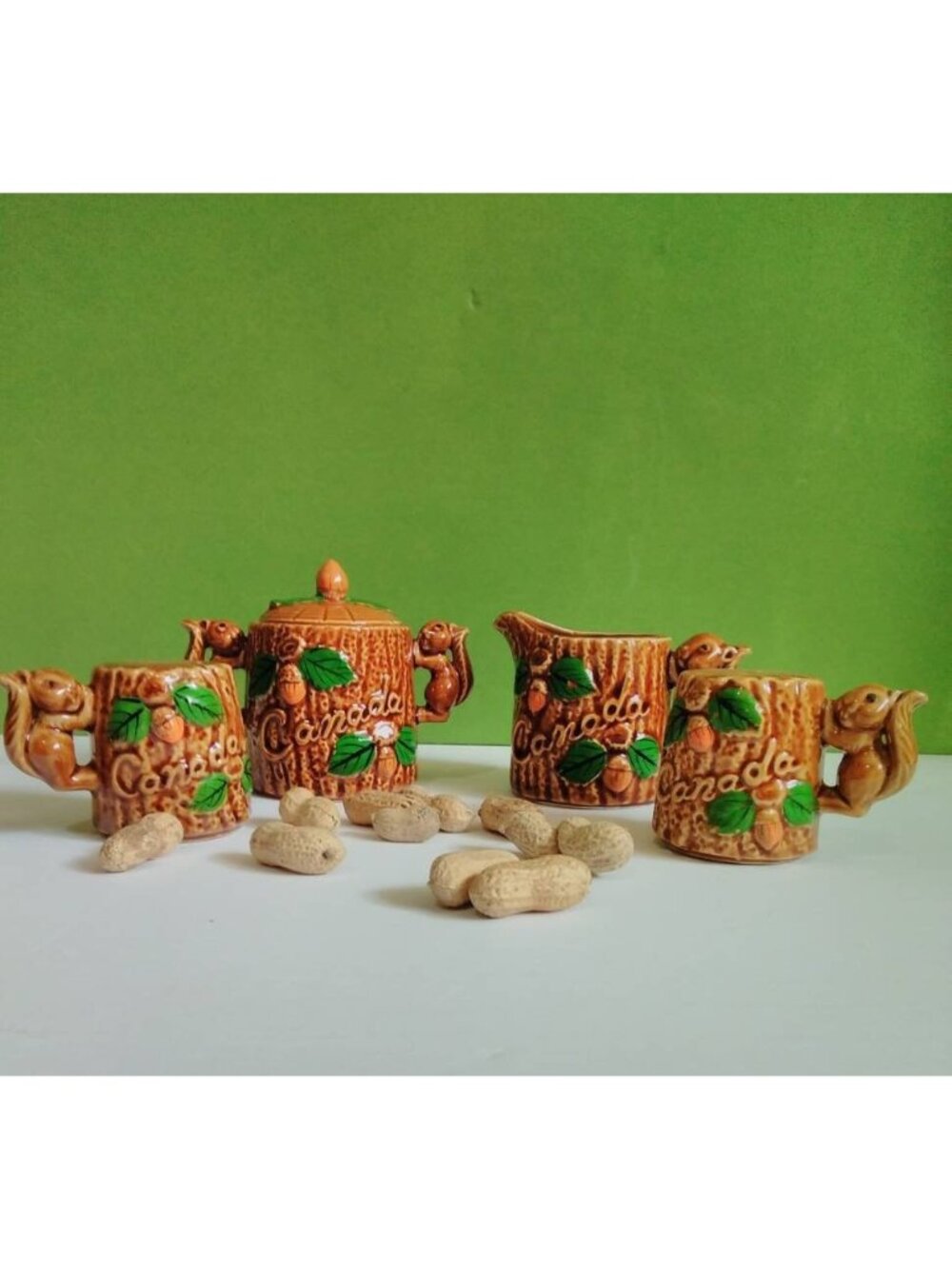 Vintage Squirrel Salt & Pepper Shakers, Cream Sugar Set